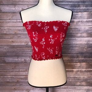 Hollister Red Floral Must-Have Crop Tube Top